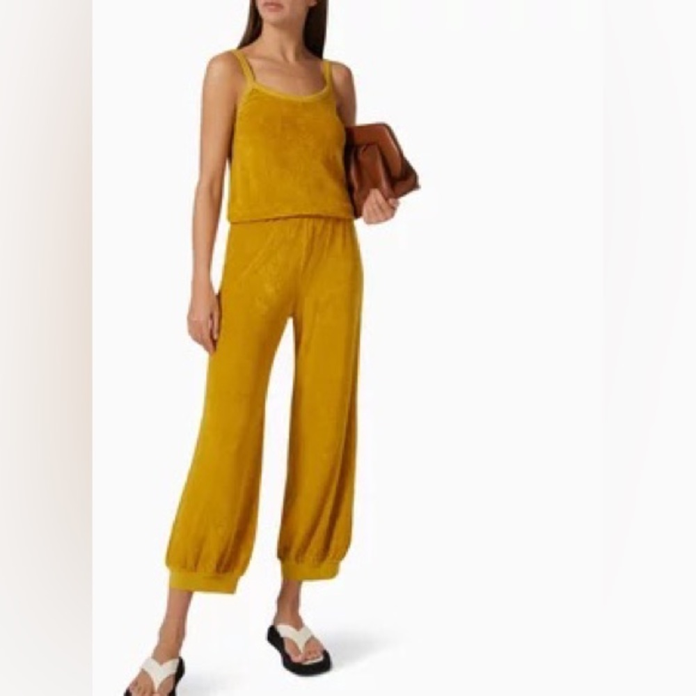 Suzi Kondi Golden Mustard Velvet Jogger Pants - Picture 3 of 17